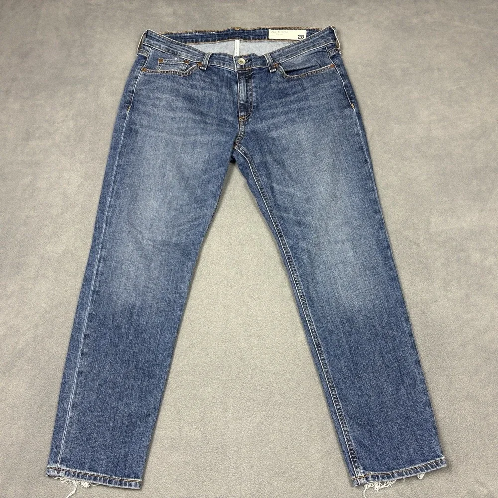 Rag & Bone Dre Low Rise Slim Boyfriend Jeans Size 28 Raw Hem Blue - Picture 2 of 9